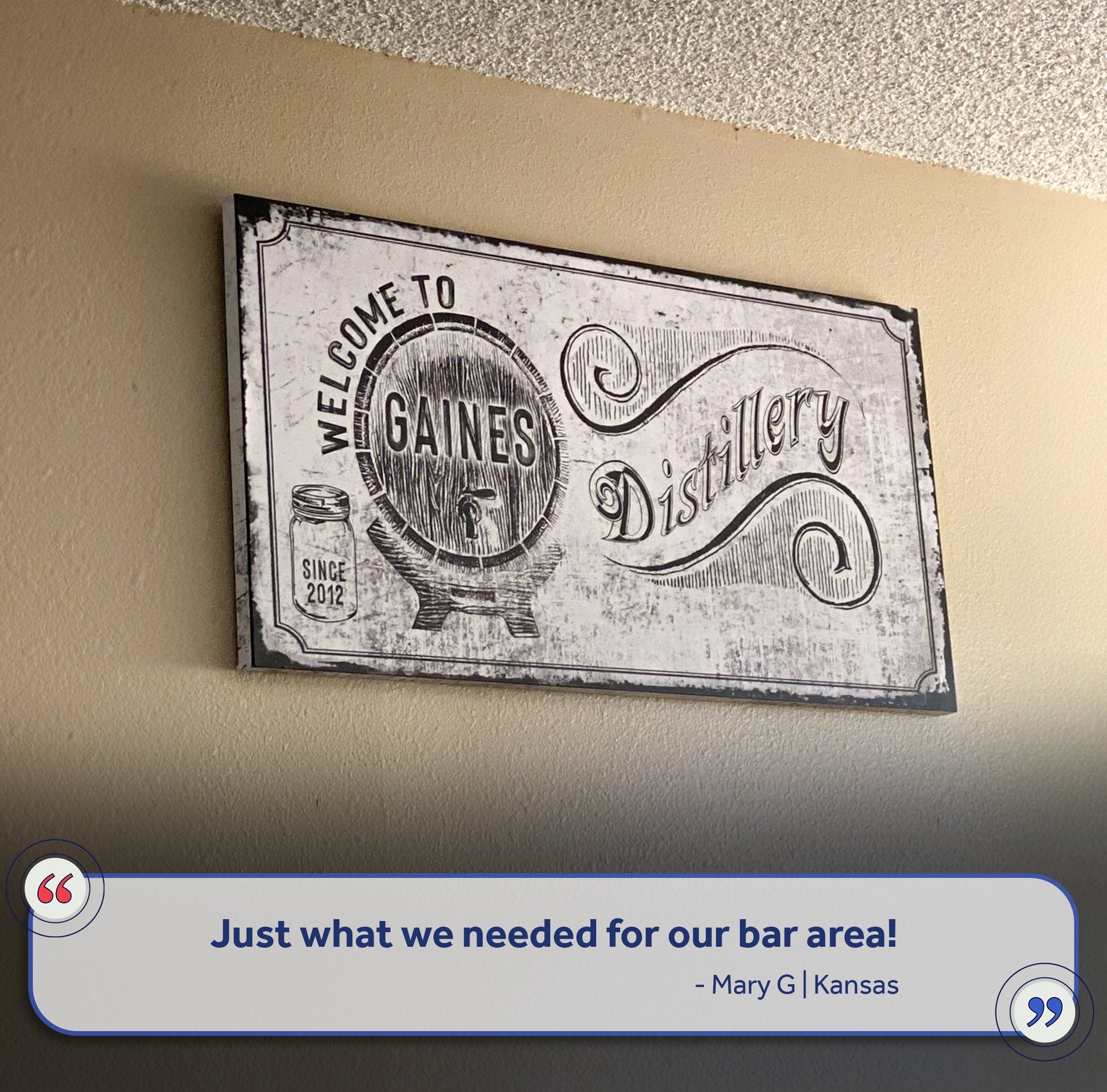 Bar Sign canvas by Tailored Canvases with vintage black and white design on Tampa Home & Garden Store