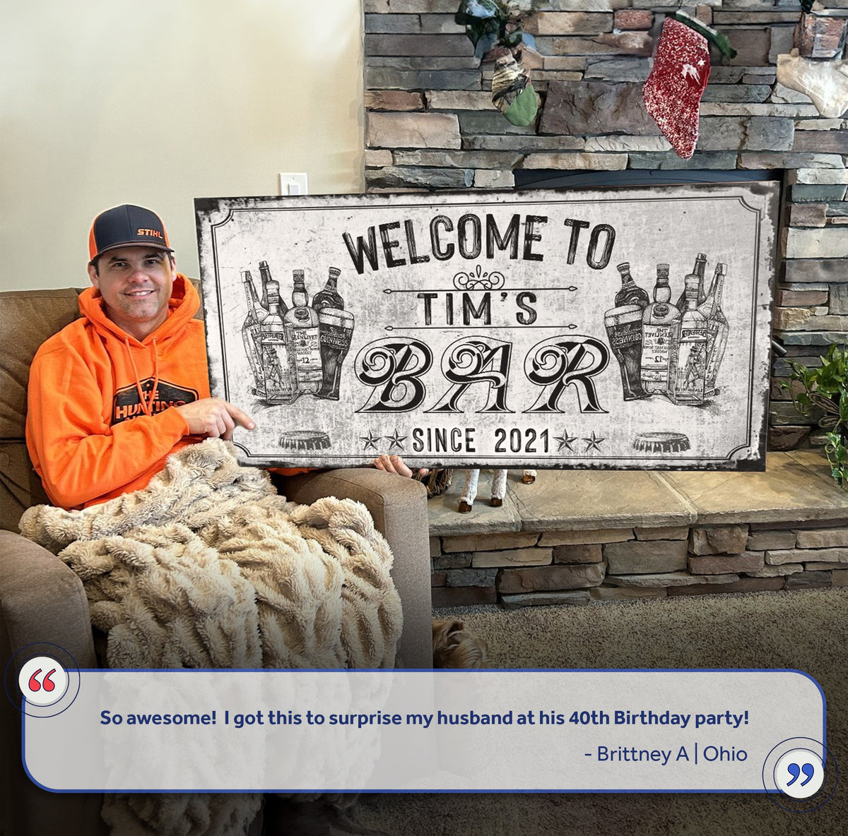 Bar Sign VI crafting canvas by Tailored Canvases, grayscale beer sign with bottle illustrations on Tampa Home & Garden Store