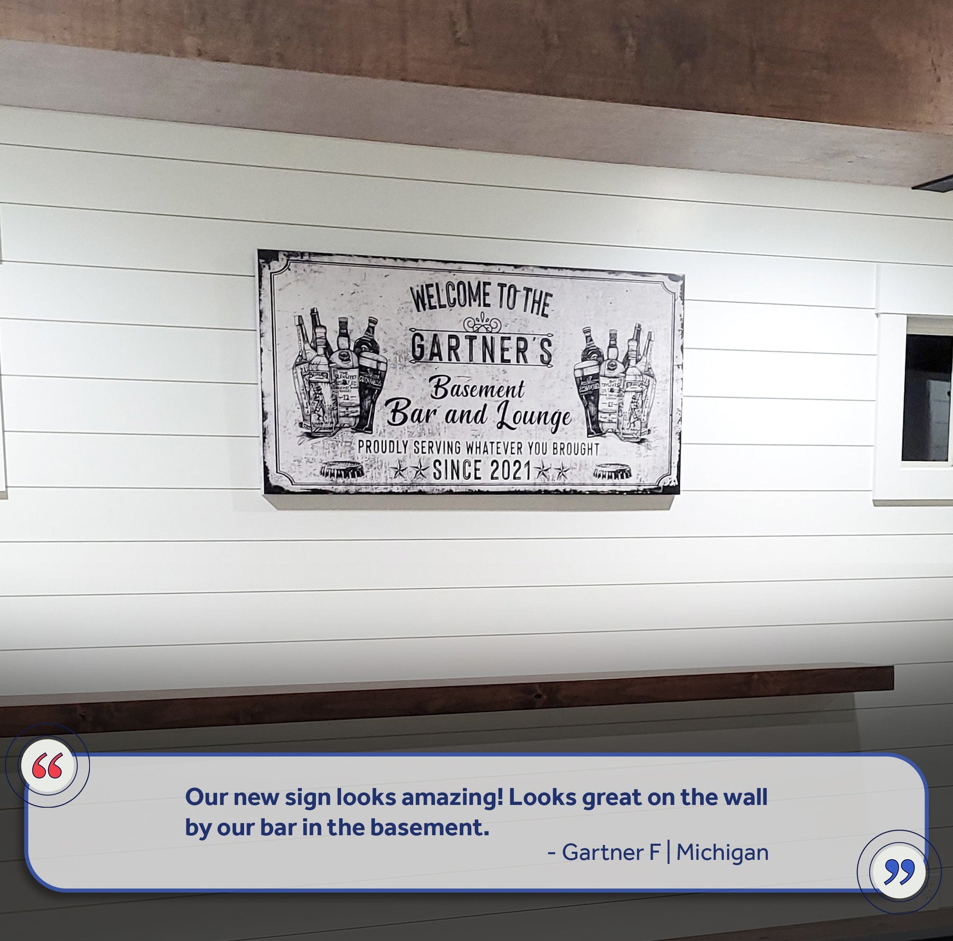 Bar Sign VI canvas by Tailored Canvases, vintage black and white bar and lounge sign on Tampa Home & Garden Store