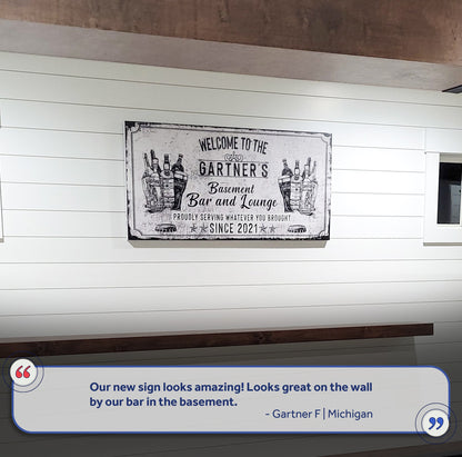 Bar Sign VI canvas by Tailored Canvases, vintage black and white bar and lounge sign on Tampa Home & Garden Store
