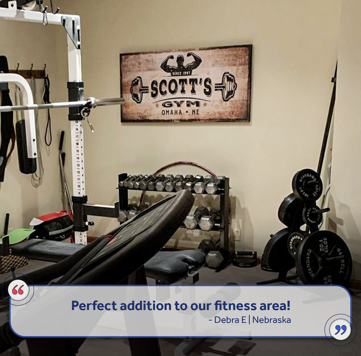 Gym Sign III canvas wall art by Tailored Canvases with brown background and black lettering on Tampa Home & Garden Store