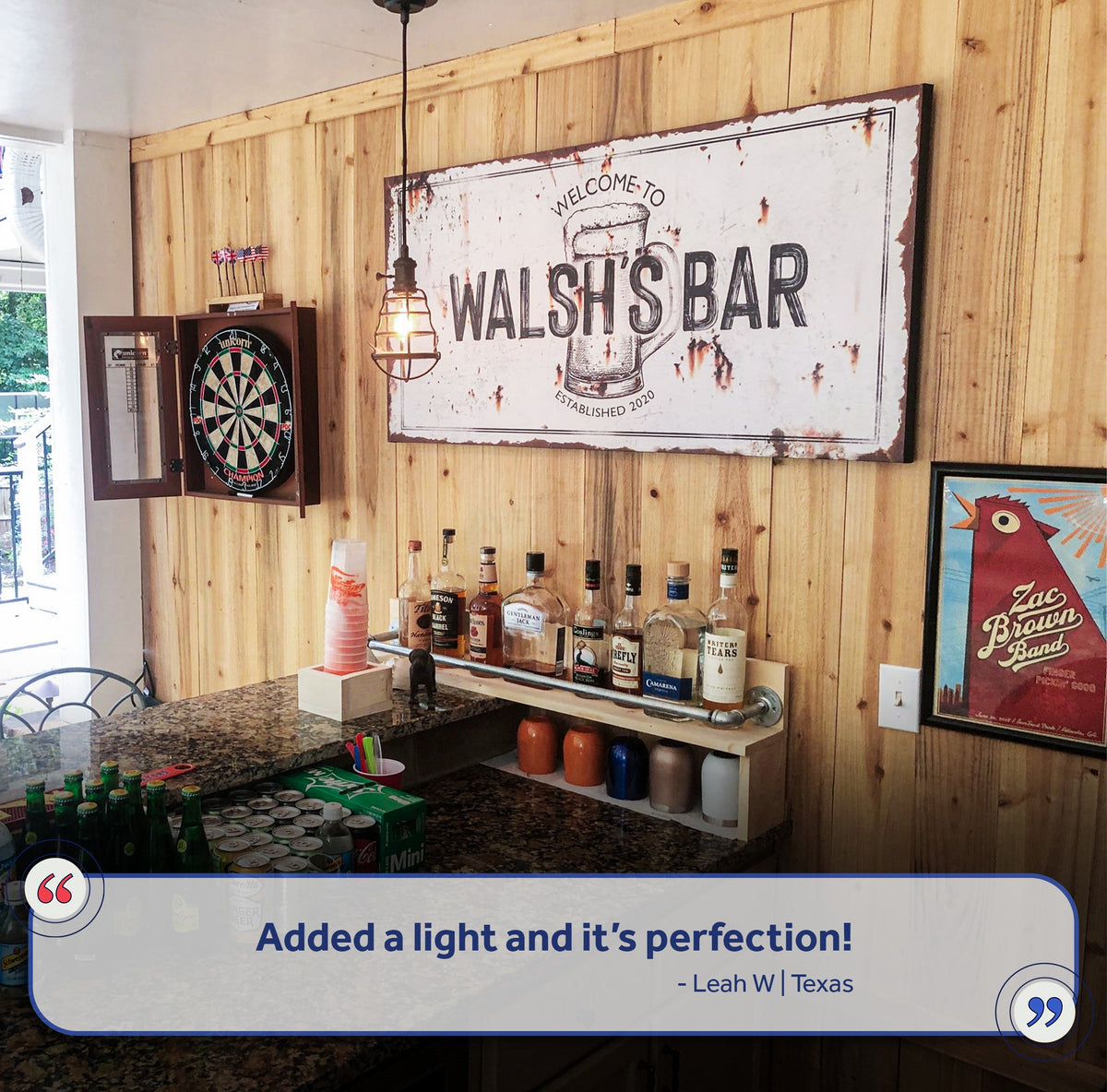 Beer Barrel Bar Sign II canvas; distressed sign with beer mug on wood panel wall on Tampa Home & Garden Store