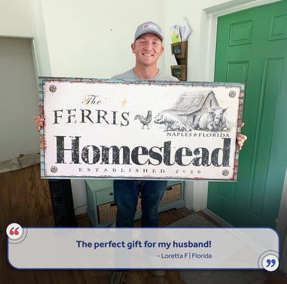 Homestead Sign III canvas crafting print with rustic farmhouse barn scene and distressed edges on Tampa Home & Garden Store