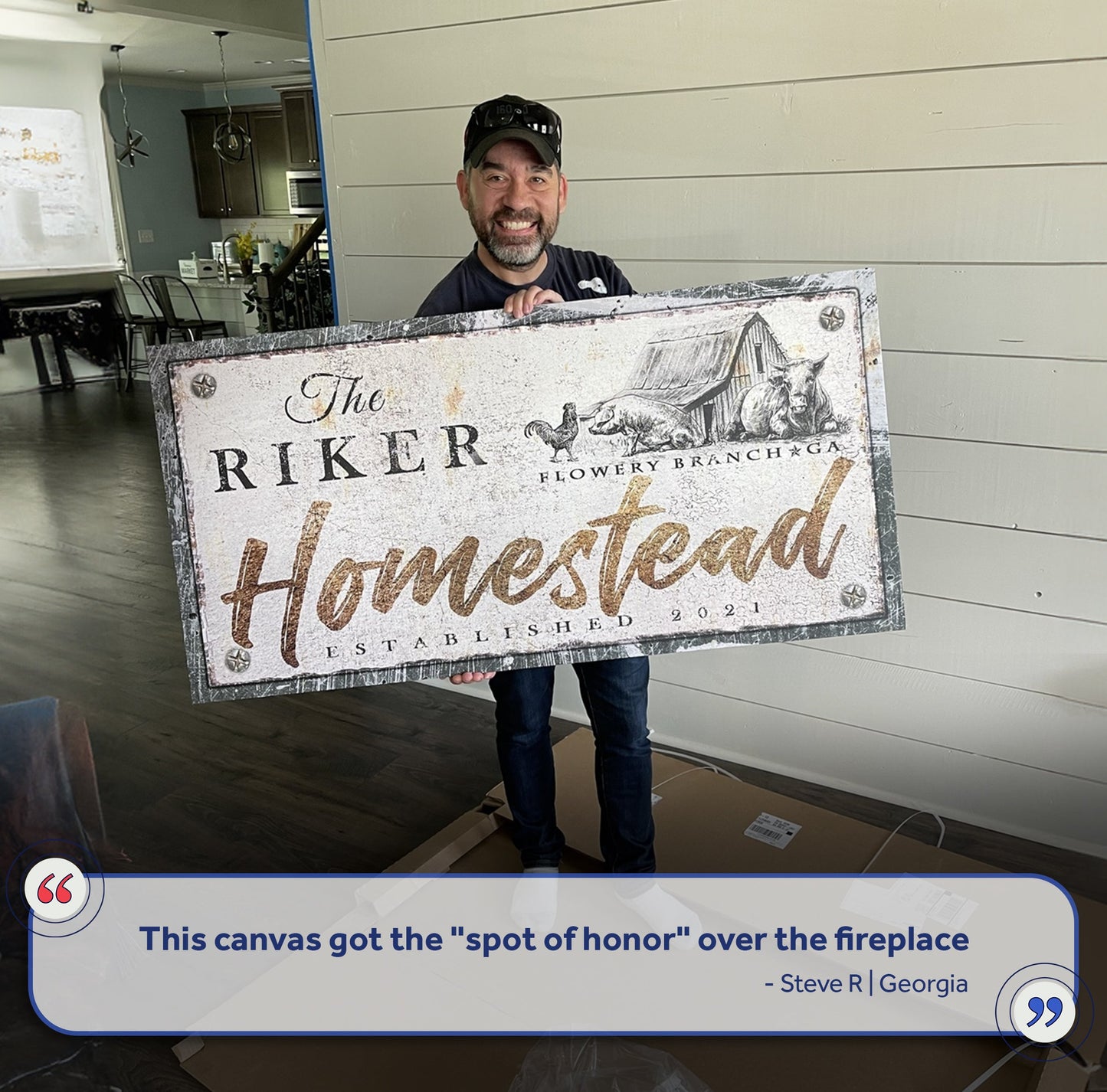 Homestead Sign IV canvas by Tailored Canvases with rustic barn print on Tampa Home & Garden Store