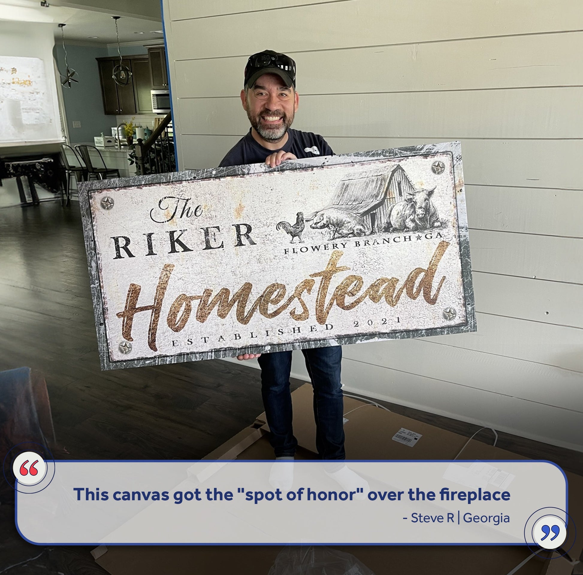 Homestead Sign IV canvas by Tailored Canvases with rustic barn print on Tampa Home & Garden Store