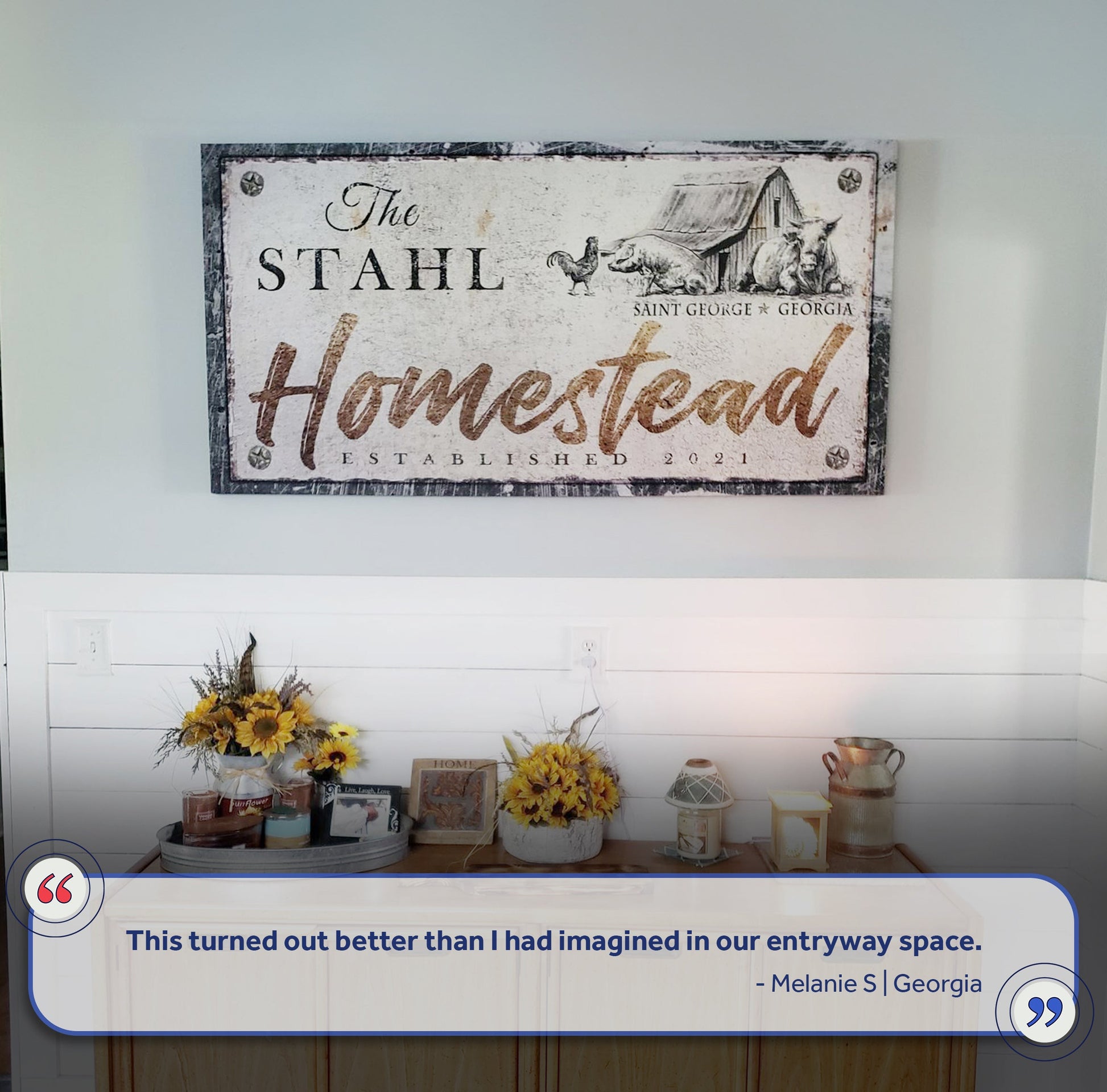 Homestead Sign IV canvas by Tailored Canvases, rustic farmhouse panel with animals on Tampa Home & Garden Store