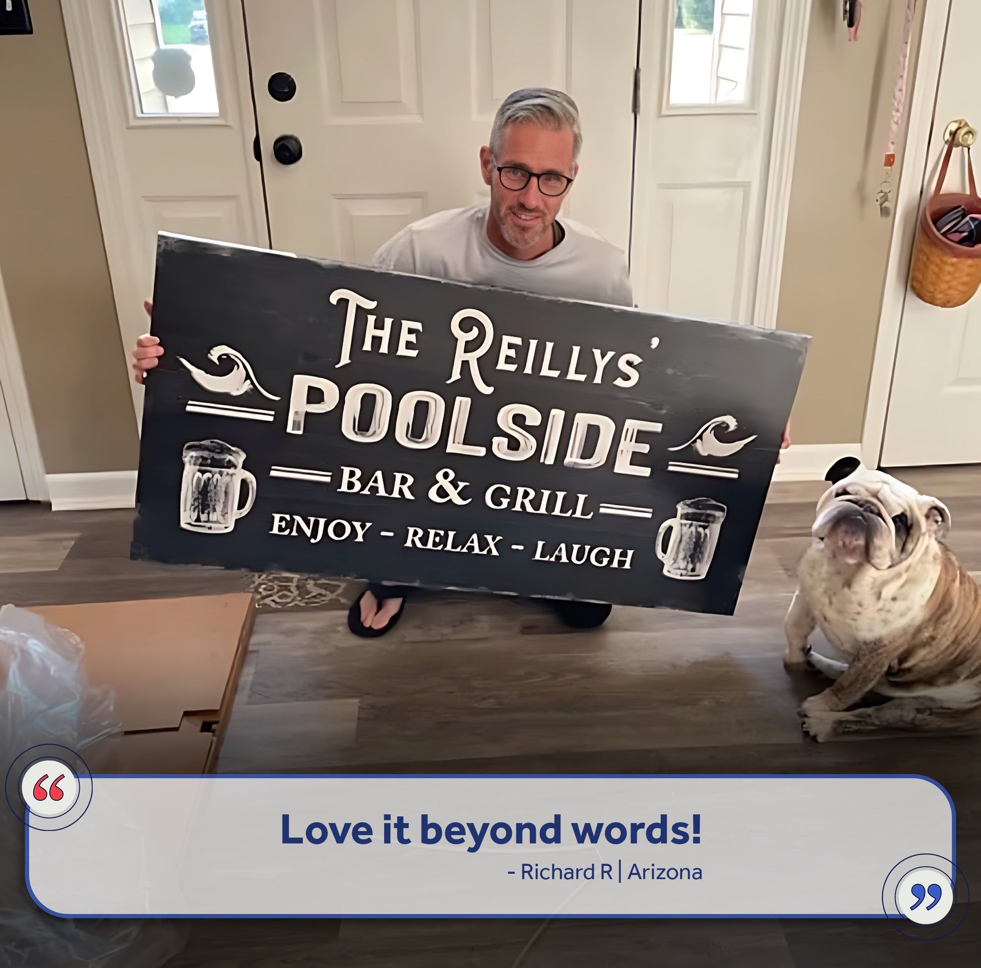 Personalized Poolside Bar And Grill Sign III canvas Tailored Canvases, black lettering on Tampa Home & Garden Store