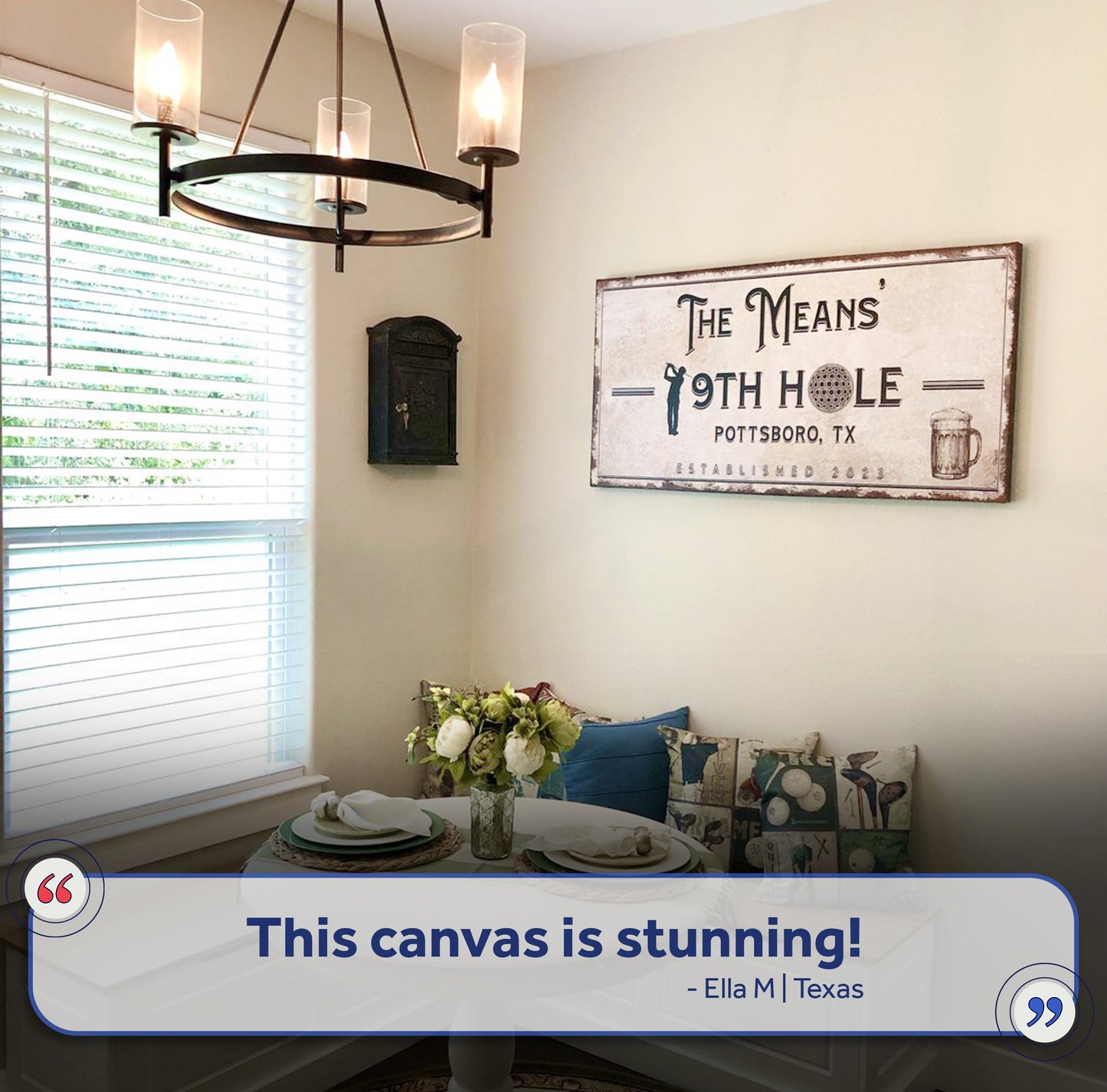Canvas sign 19th Hole Golf Personalized Sign by Tailored Canvases, golf-themed wall decor on Tampa Home & Garden Store