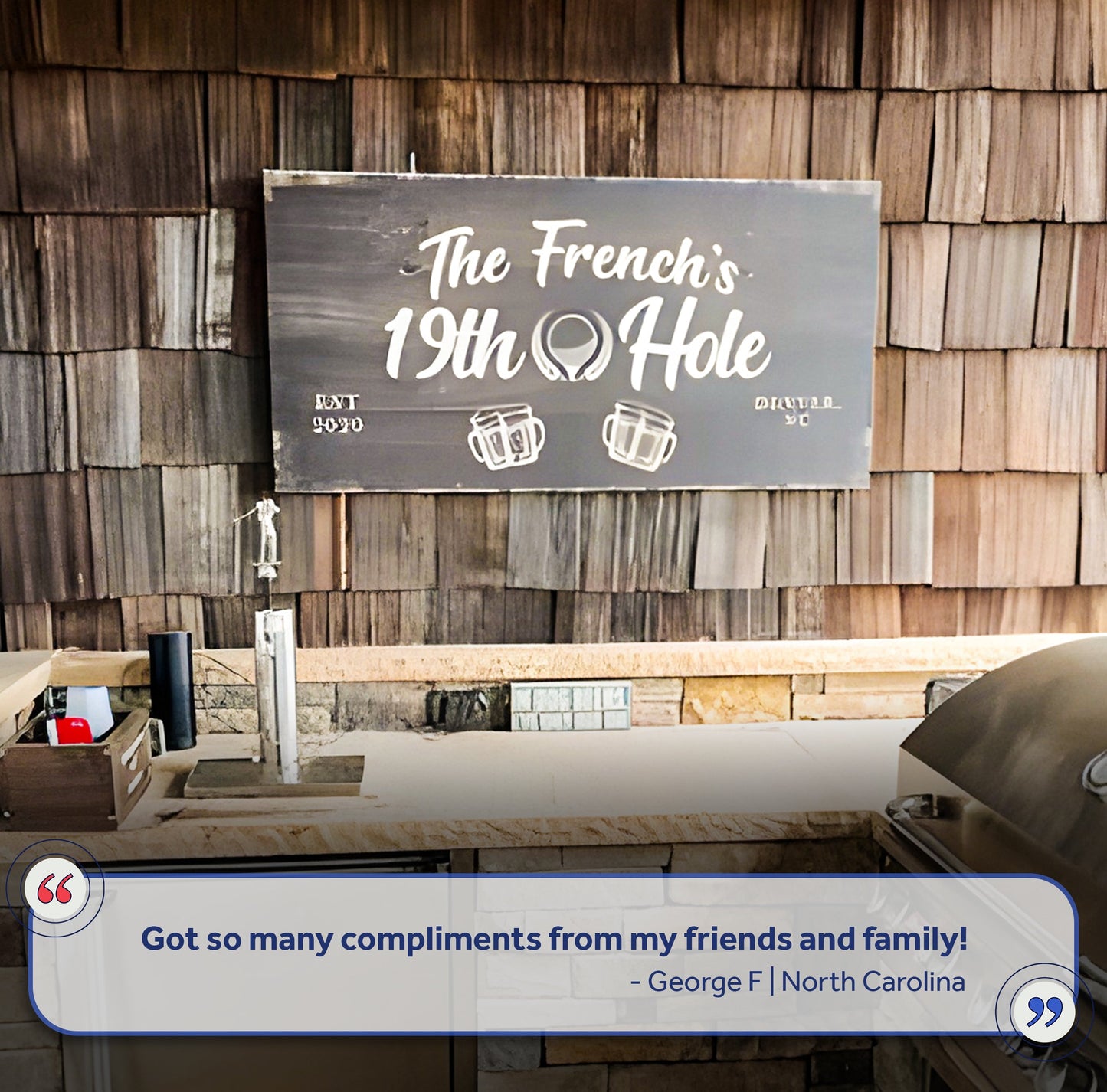 19th Hole Golf Sign II canvas by Tailored Canvases gray background white script mug icons on Tampa Home & Garden Store