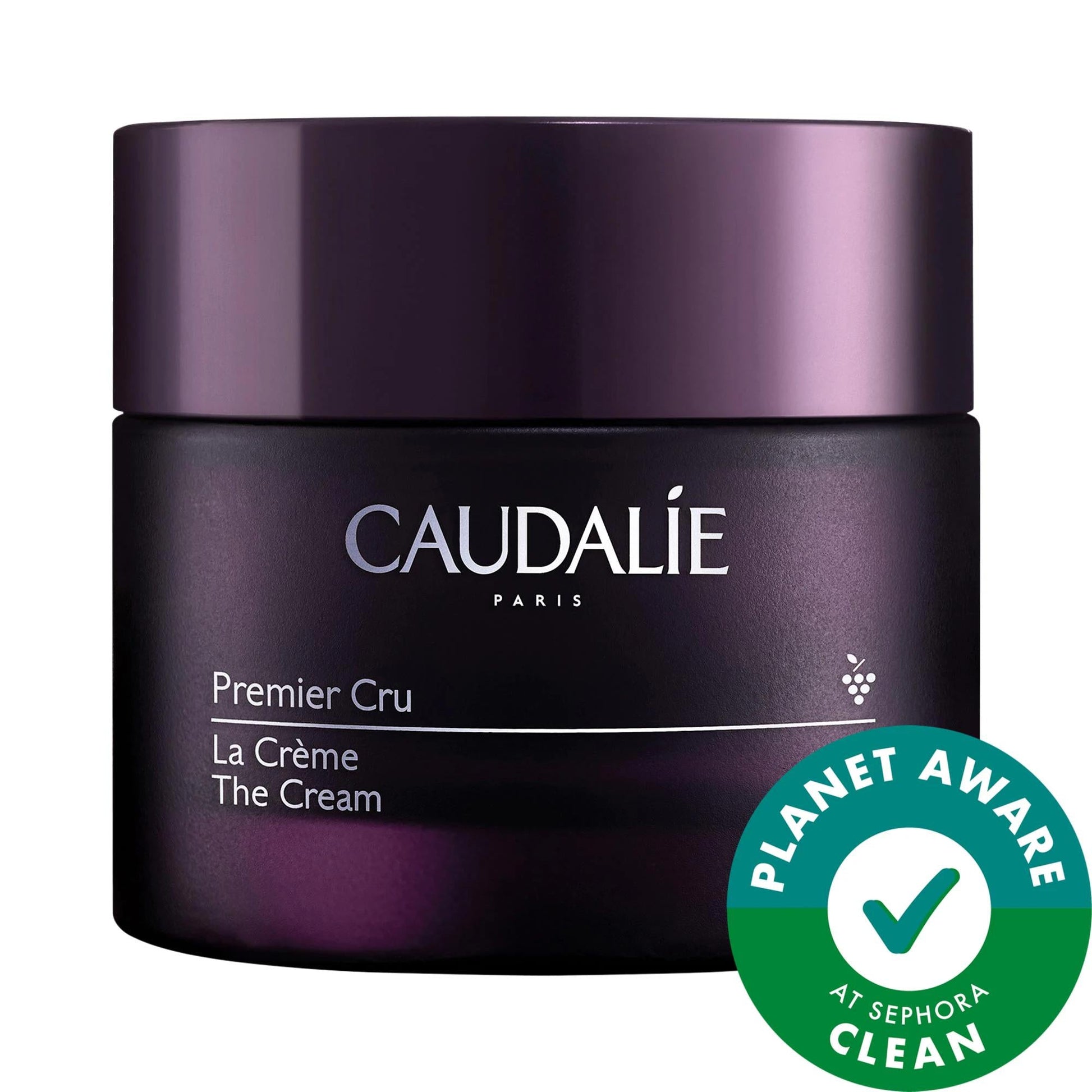 Caudalie Premier Cru La Crème jar with dark purple lid, Paris branding on Tampa Home & Garden Store