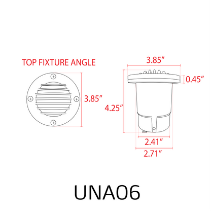 UNA06 Cast Aluminum Low Voltage Round Grill LED In-ground Well Light IP65 Waterproof