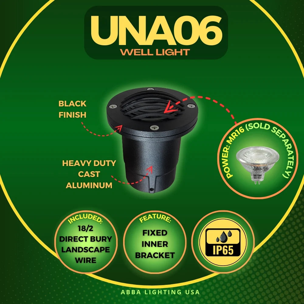 UNA06 Cast Aluminum Low Voltage Round Grill LED In-ground Well Light IP65 Waterproof