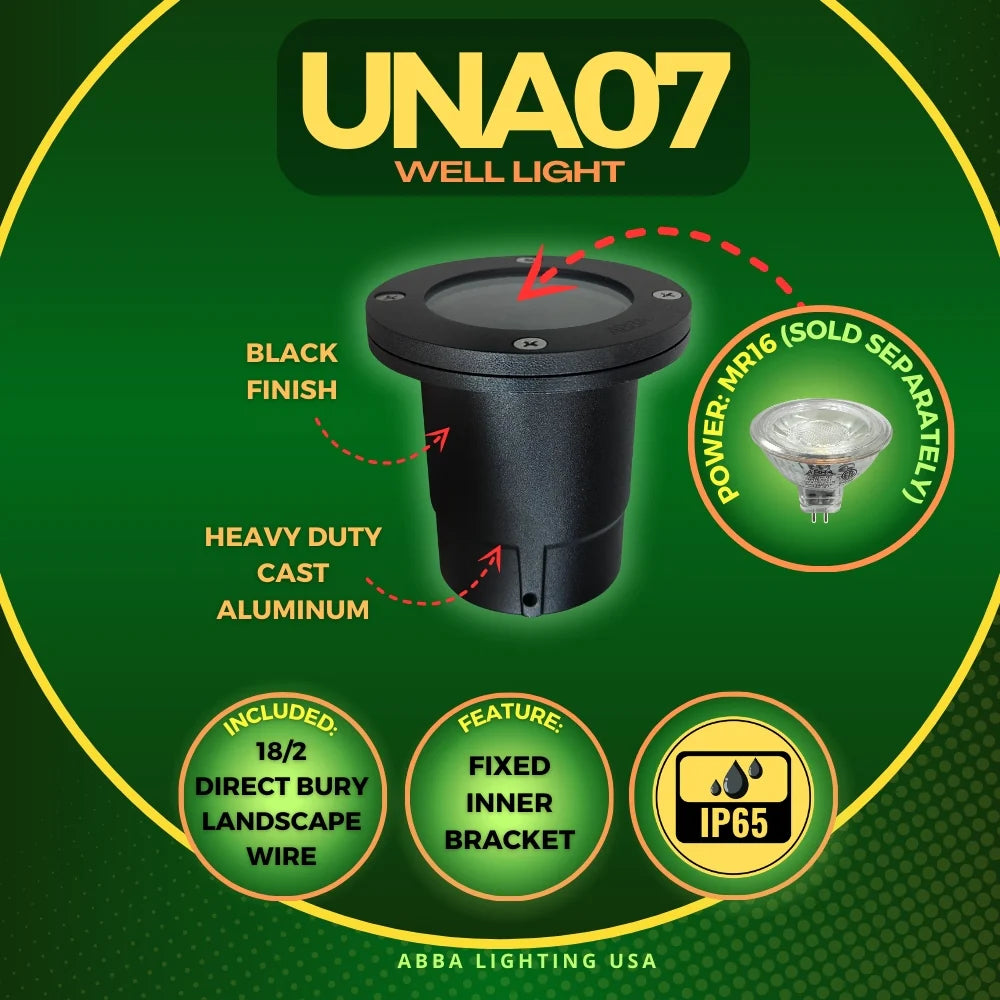UNA07 Cast Aluminum Low Voltage Round LED In-ground Well Light IP65 Waterproof