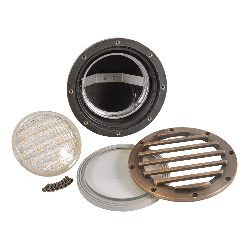 UNB01 Cast Brass Low Voltage Grille Commercial PAR36 LED In-ground Well Light IP65 Waterproof - Tampa soil911.com