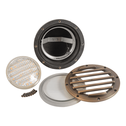 UNB01 Cast Brass Low Voltage Grille Commercial PAR36 LED In-ground Well Light IP65 Waterproof - Tampa soil911.com