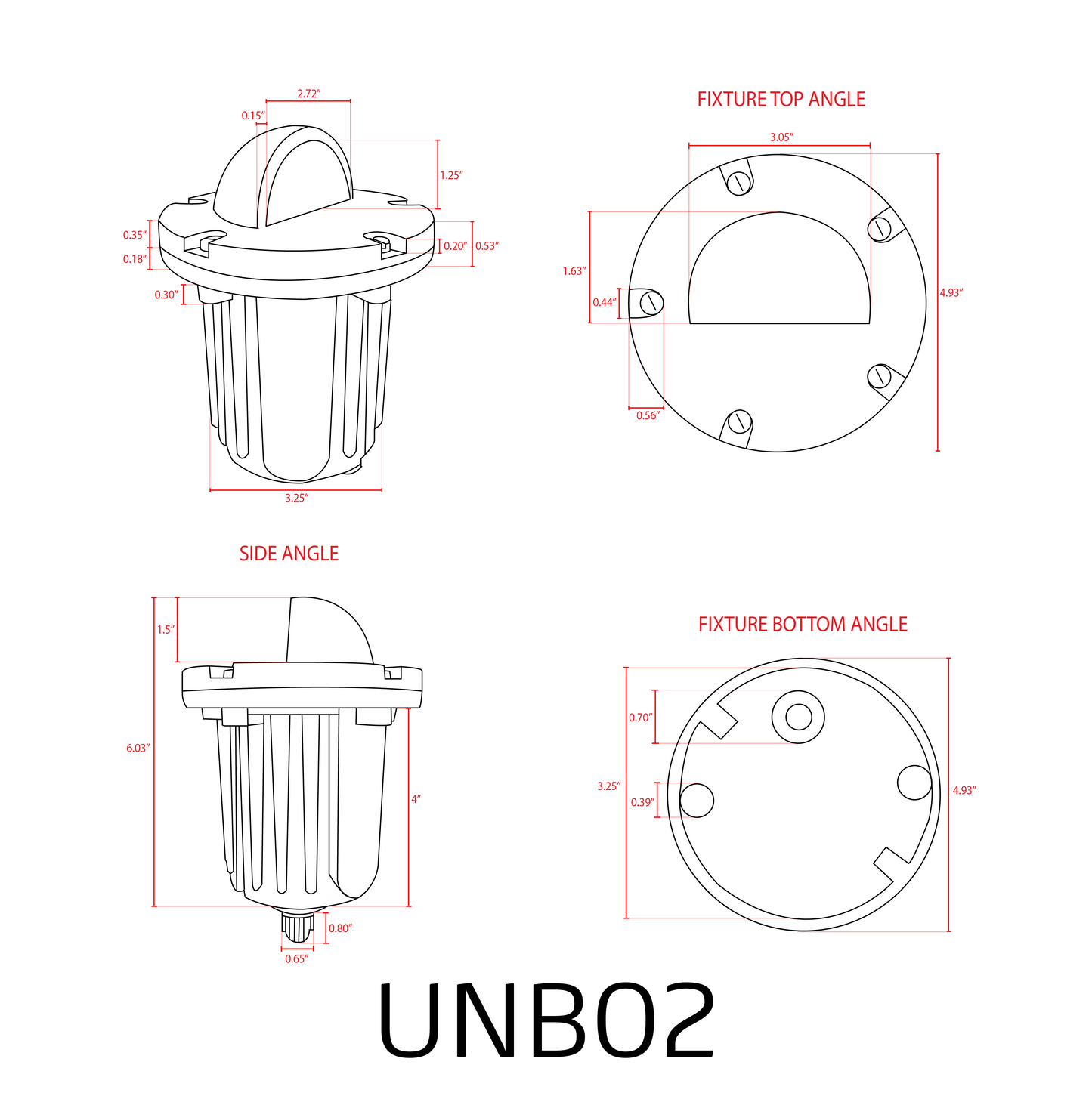 UNB02 Cast Brass Low Voltage Half Moon Round LED In-ground Well Light IP65 Waterproof