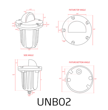 UNB02 Cast Brass Low Voltage Half Moon Round LED In-ground Well Light IP65 Waterproof