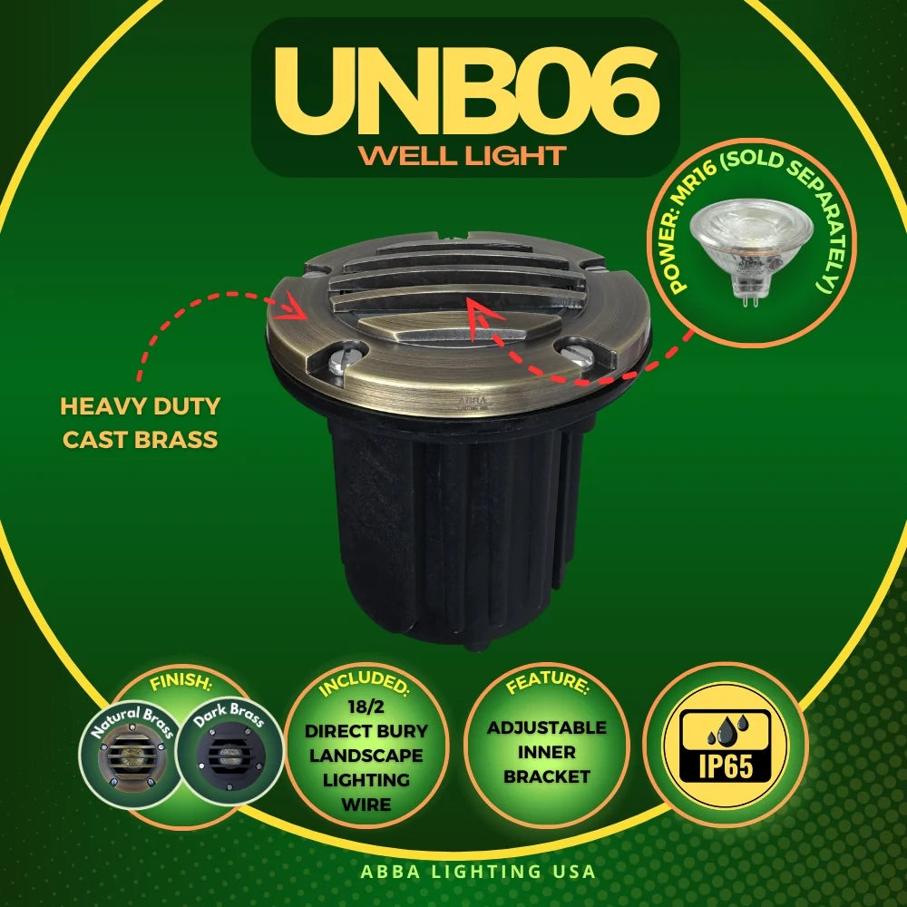 UNB06 Cast Brass Low Voltage Round Grill LED In-Ground Well Light IP65 Waterproof