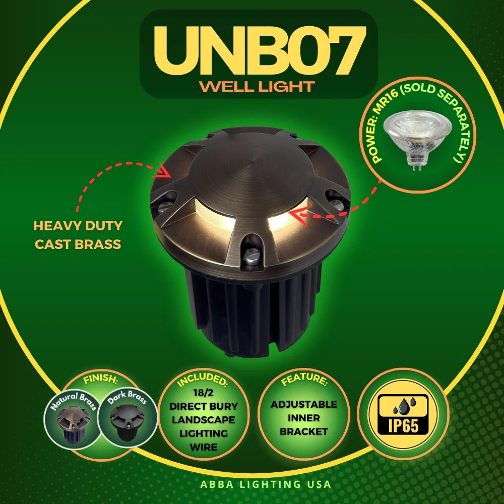 UNB07 Lampe de puits enterrée ronde multidirectionnelle à basse tension en laiton moulé IP65 étanche
