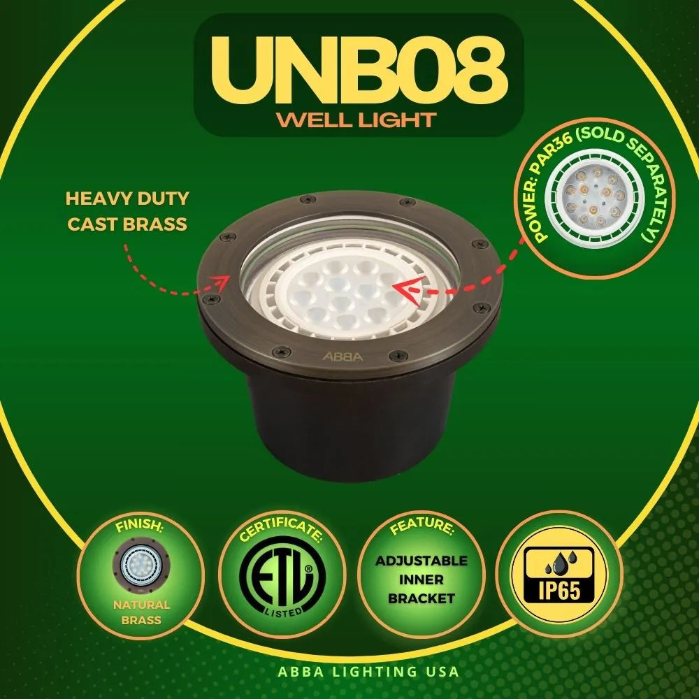 Lumière de puits enterrée commerciale PAR36 LED, basse tension en laiton moulé UNB08, étanche IP65