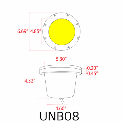 Lumière de puits enterrée commerciale PAR36 LED, basse tension en laiton moulé UNB08, étanche IP65