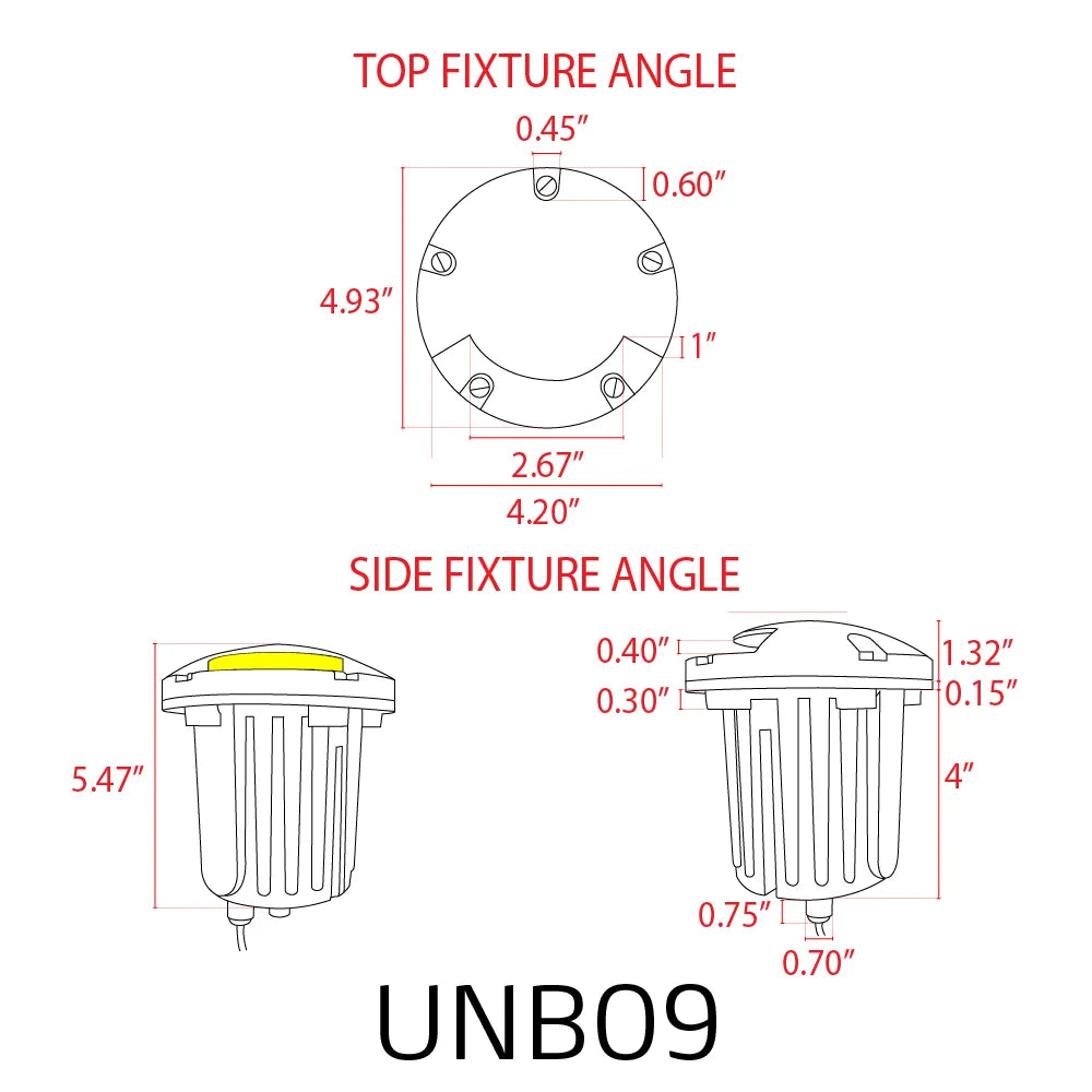 UNB09 Cast Brass Round Mono-Directional Low Voltage LED In-ground Light