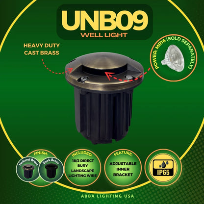 UNB09 Cast Brass Round Mono-Directional Low Voltage LED In-ground Light