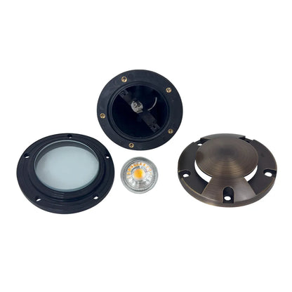 Foco LED para pozos enterrados, de bajo voltaje, bidireccional, redondo, de latón fundido UNB10