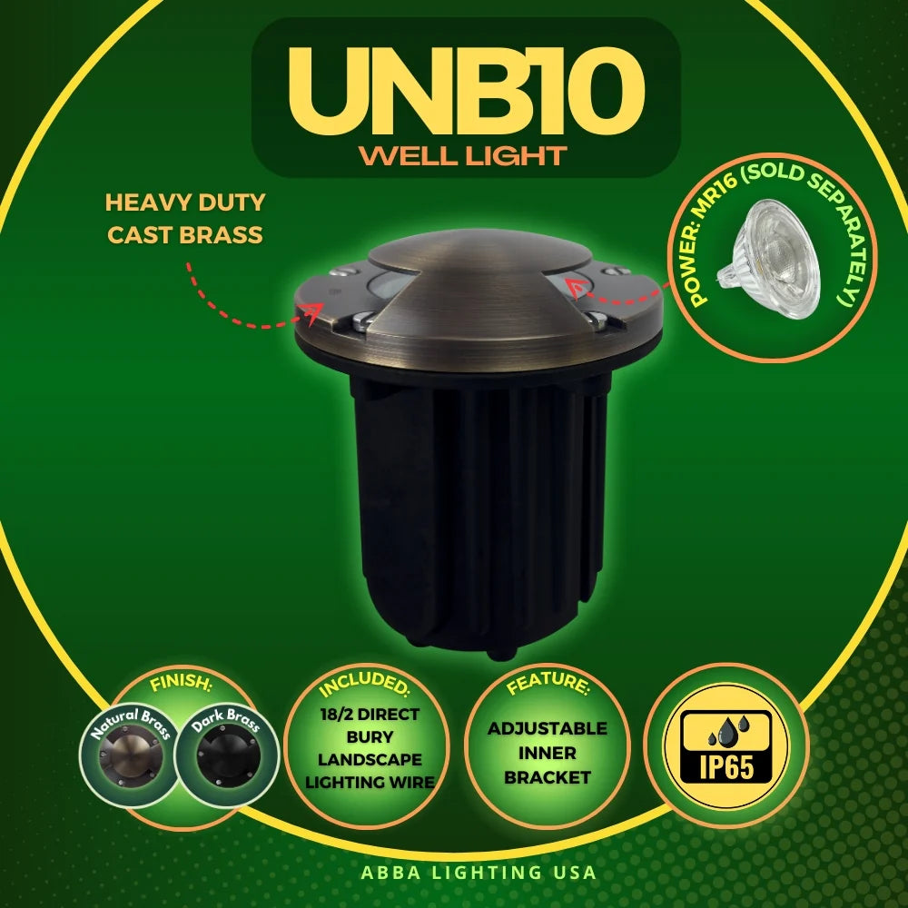 Foco LED para pozos enterrados, de bajo voltaje, bidireccional, redondo, de latón fundido UNB10