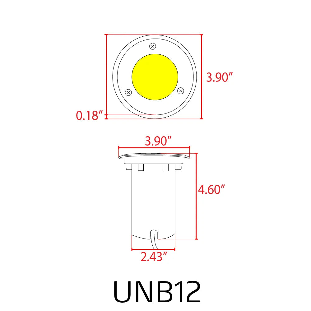 UNB12 Lampe de puits enterrée à LED ronde basse tension en laiton moulé IP65 étanche