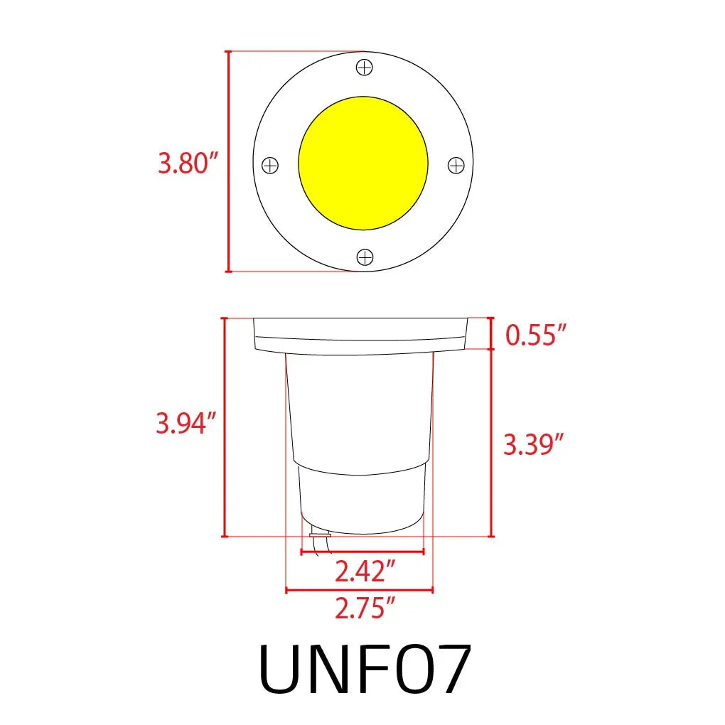 UNF07 – lampe LED ronde basse tension en fibre de verre, étanche IP65, pour puits souterrains