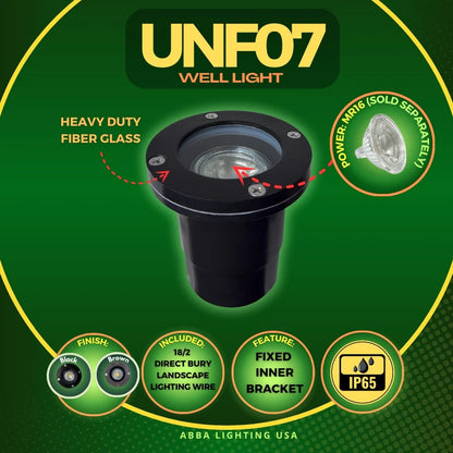 UNF07 – lampe LED ronde basse tension en fibre de verre, étanche IP65, pour puits souterrains