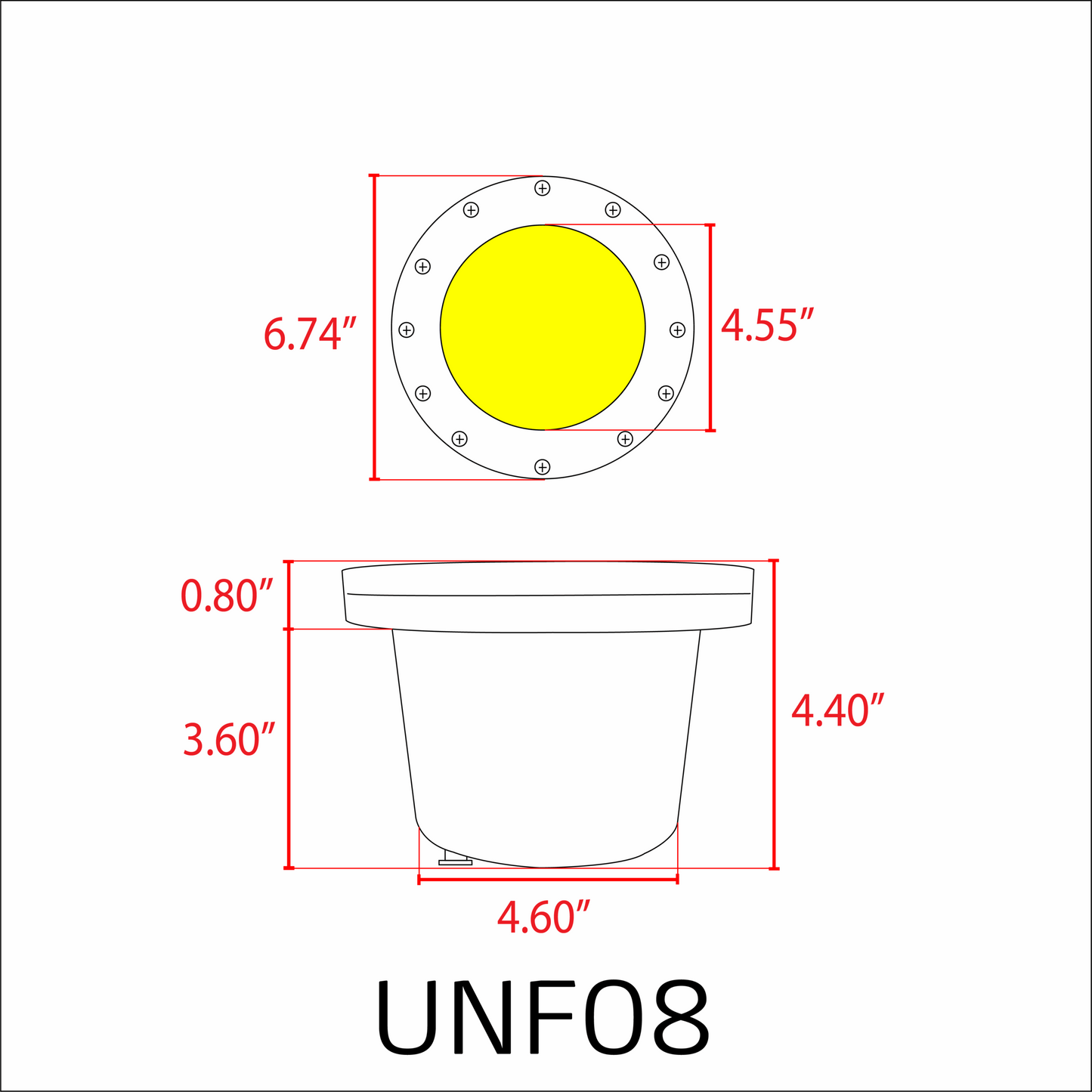 Foco LED PAR36 para pozos enterrados, comercial, de fibra de vidrio, de bajo voltaje, IP65, resistente al agua, UNF08