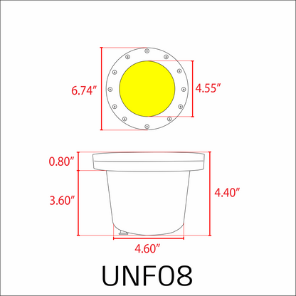Foco LED PAR36 para pozos enterrados, comercial, de fibra de vidrio, de bajo voltaje, IP65, resistente al agua, UNF08