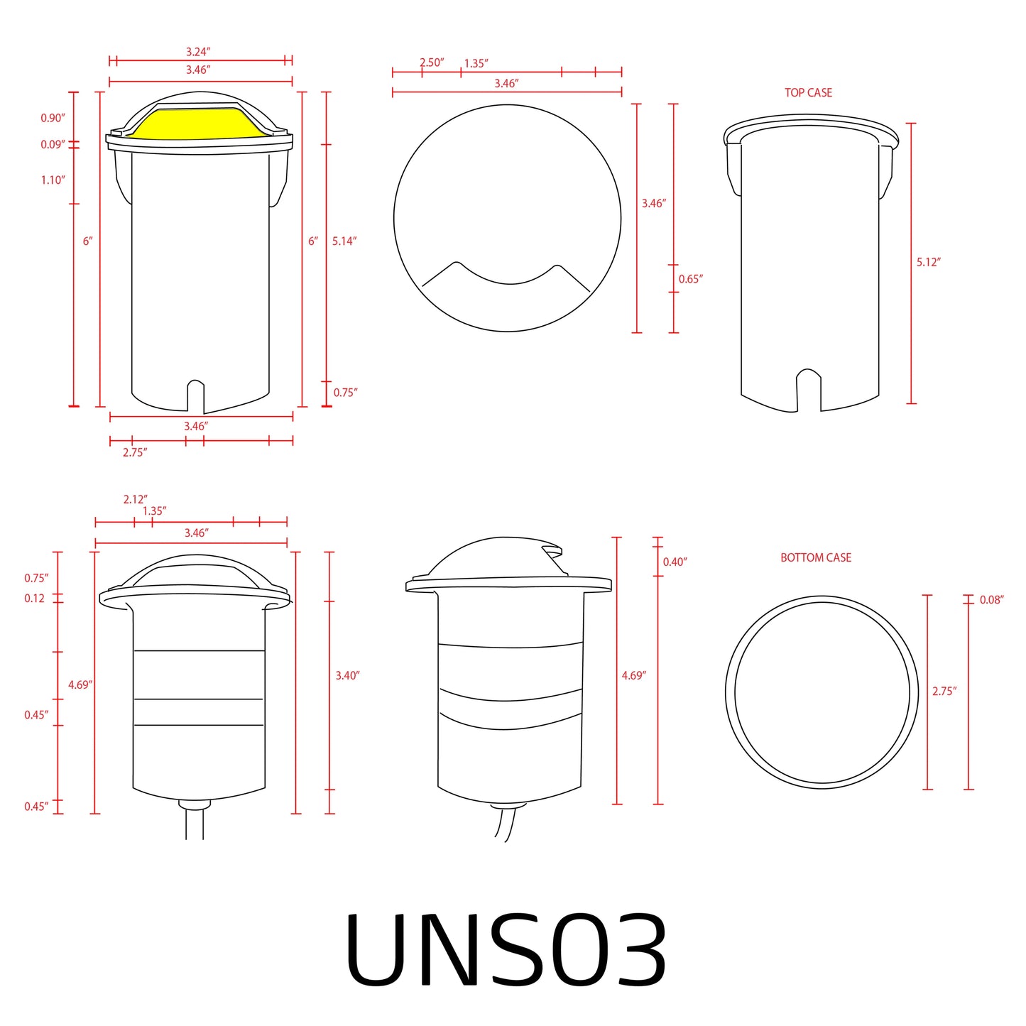 UNS03 Stainless Steel Mono Directional One Slit In-Ground Low Voltage LED In Ground Landscape Lighting