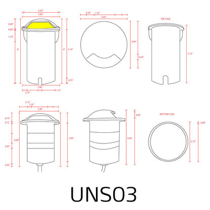 UNS03 Stainless Steel Mono Directional One Slit In-Ground Low Voltage LED In Ground Landscape Lighting