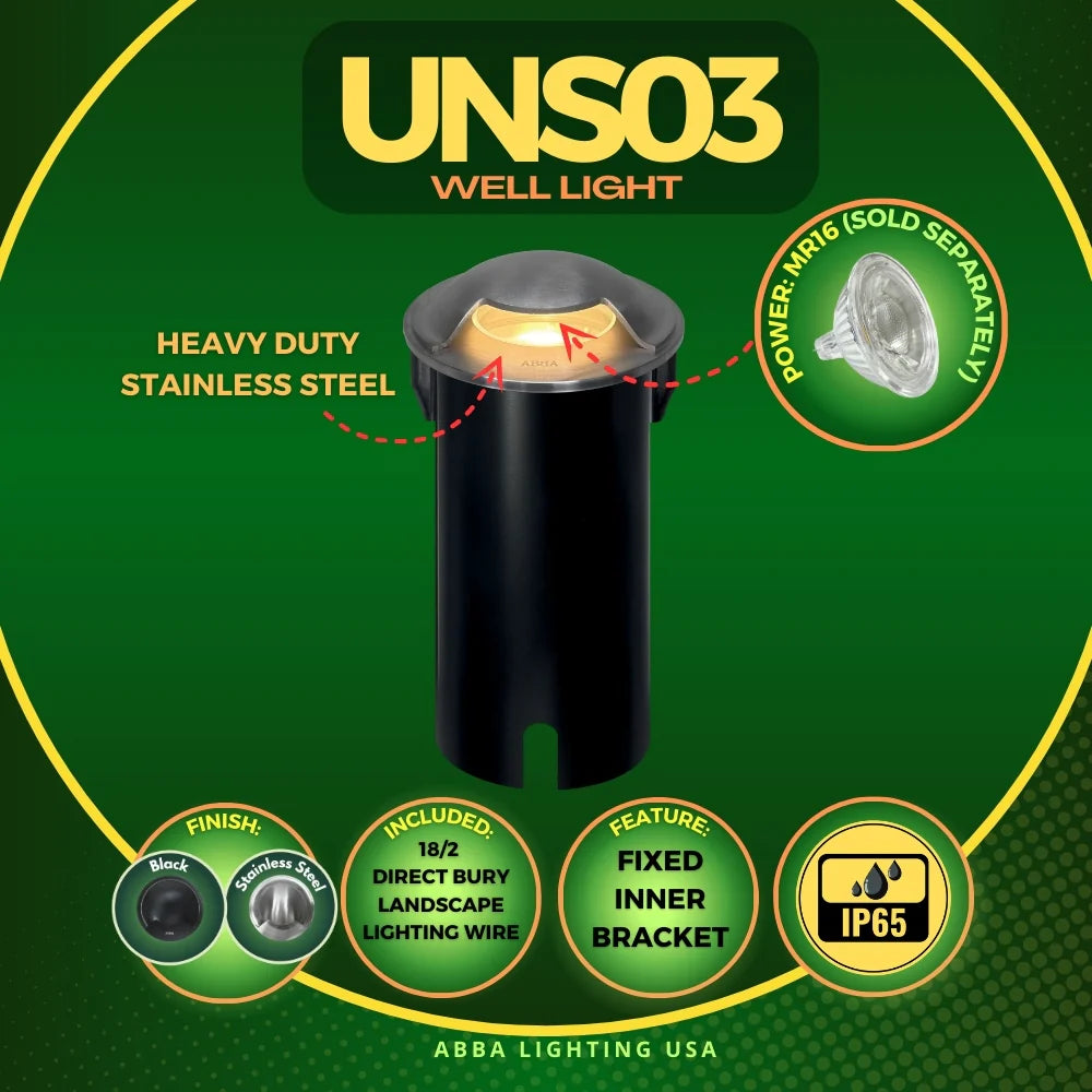 UNS03 Stainless Steel Mono Directional One Slit In-Ground Low Voltage LED In Ground Landscape Lighting