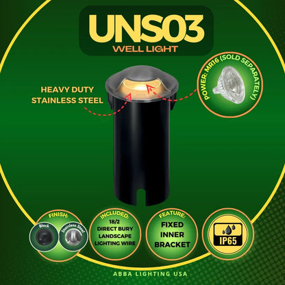 UNS03 Stainless Steel Mono Directional One Slit In-Ground Low Voltage LED In Ground Landscape Lighting
