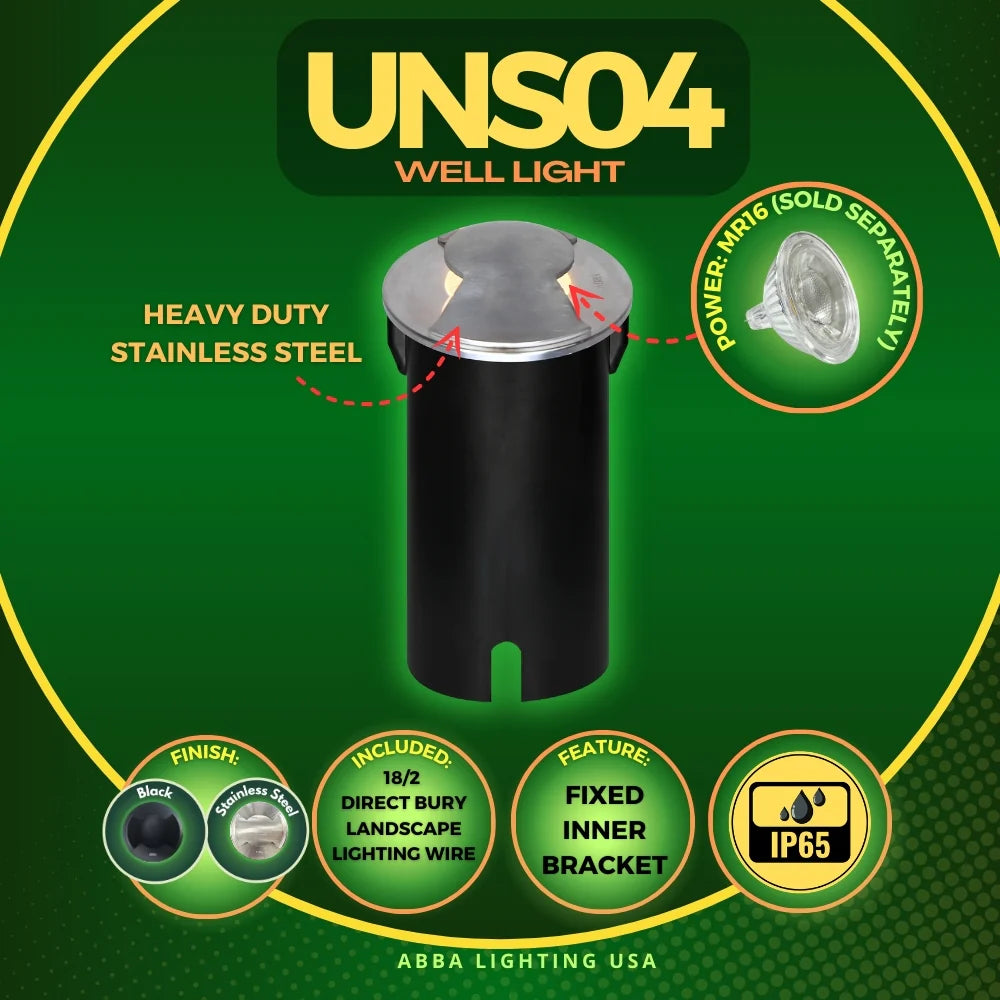 UNS04 Stainless Steel Bi Directional Two Slit In-Ground Low Voltage LED In Ground Landscape Lighting