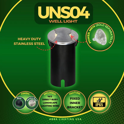 UNS04 Stainless Steel Bi Directional Two Slit In-Ground Low Voltage LED In Ground Landscape Lighting