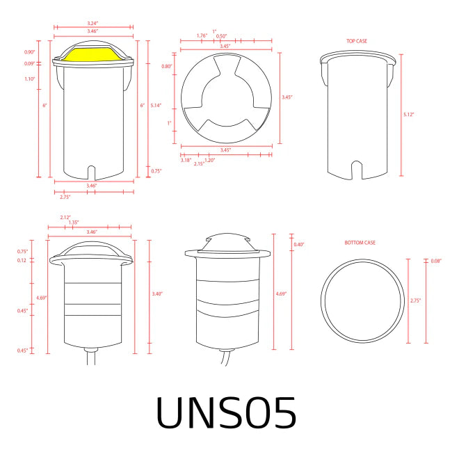 UNS05 Stainless Steel Tri Directional Three Slit In-Ground Low Voltage LED In Ground Landscape Lighting