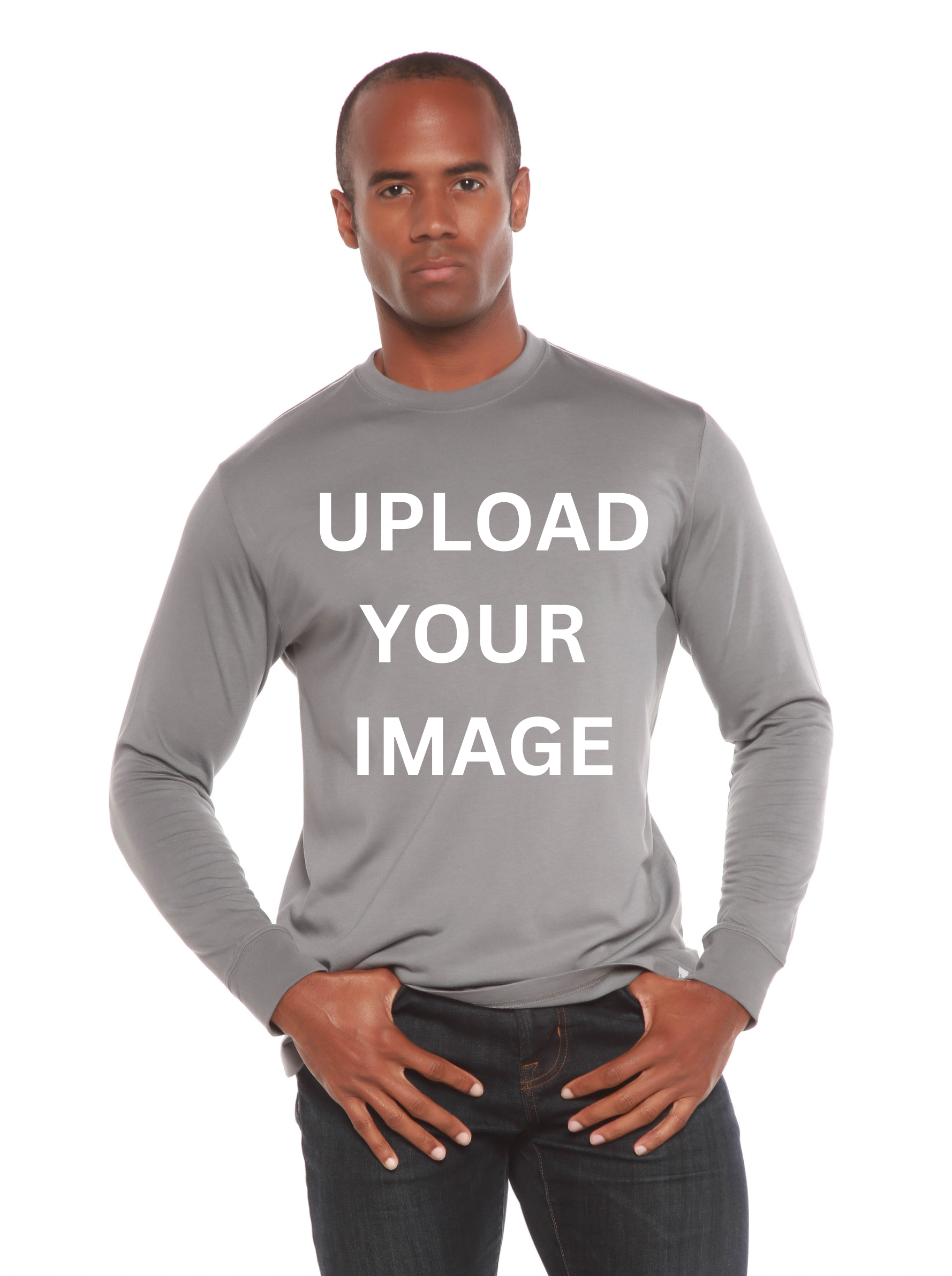 Custom Printed Men's Bamboo Viscose/Organic Cotton Long Sleeve T-Shirt gray, Spun Bamboo on Tampa Home & Garden Store