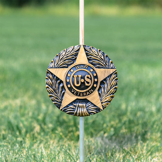 US War Veteran Grave Marker & Flag Holder with Aluminum Ground Spike | Made in USA - Tampa Home & Garden Store