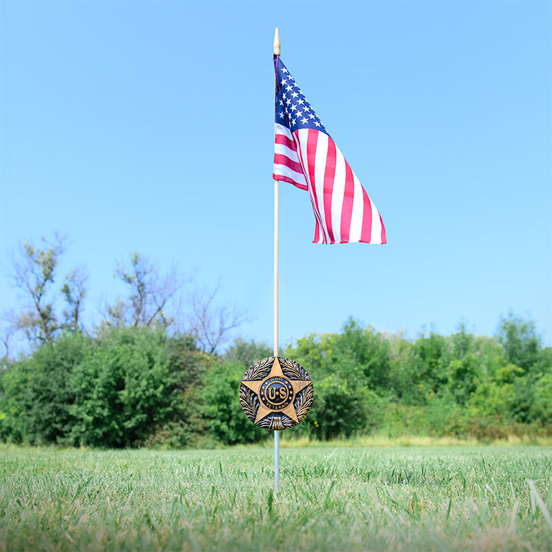 US War Veteran Grave Marker & Flag Holder with Aluminum Ground Spike | Made in USA - Tampa Home & Garden Store
