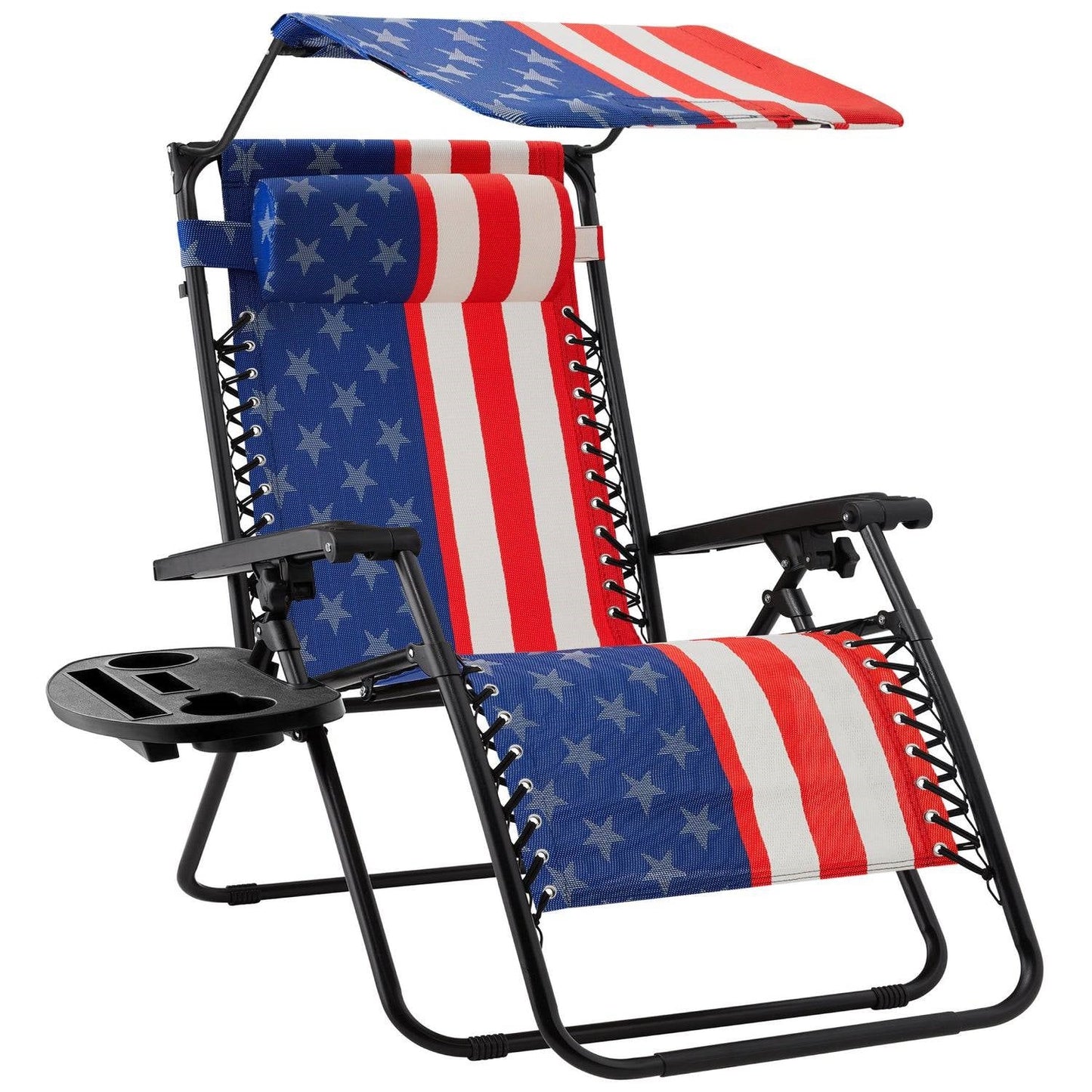 USA American Flag Zero Gravity Reclining Patio Lounge Chair with Canopy - Tampa Home & Garden Store