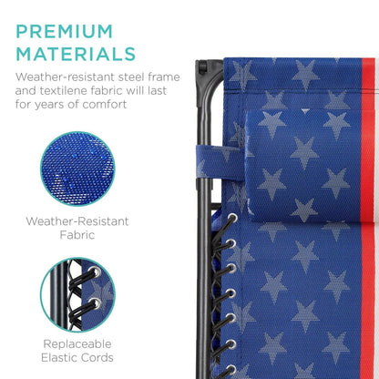 USA American Flag Zero Gravity Reclining Patio Lounge Chair with Canopy - Tampa Home & Garden Store