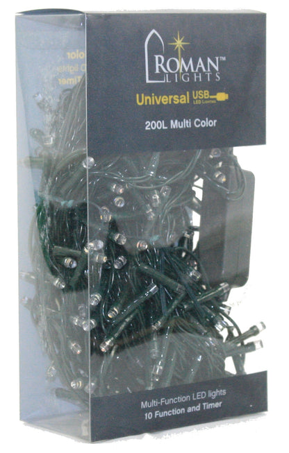 USB powered 200 LED (52 foot) Green Wire Multifunction Lights with Timer - Multicolor - Tampa Home & Garden Store