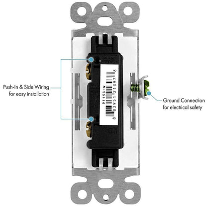 USE Momentary Contact Decorator Switch Single Pole 15A 120-277V  - White - Tampa soil911.com