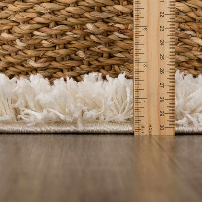 Igor Shag Area Rug Boutique Rugs natural brown braided fibers with white fringe on Tampa Home & Garden Store