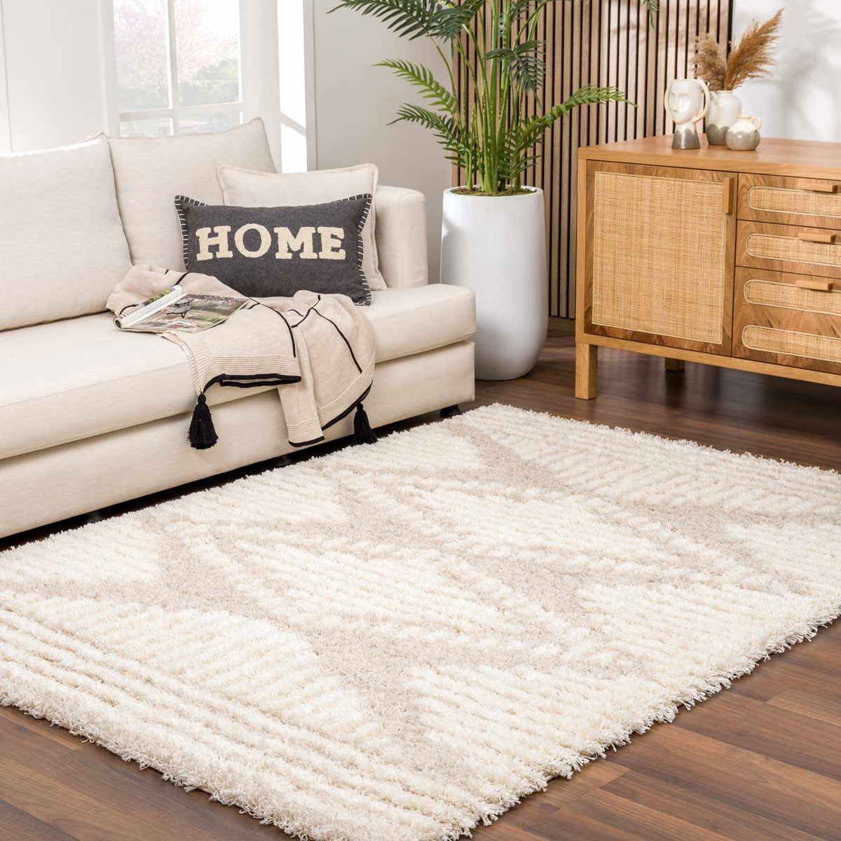 Igor Shag Area Rug cream fluffy shag by Boutique Rugs for living room on Tampa Home & Garden Store